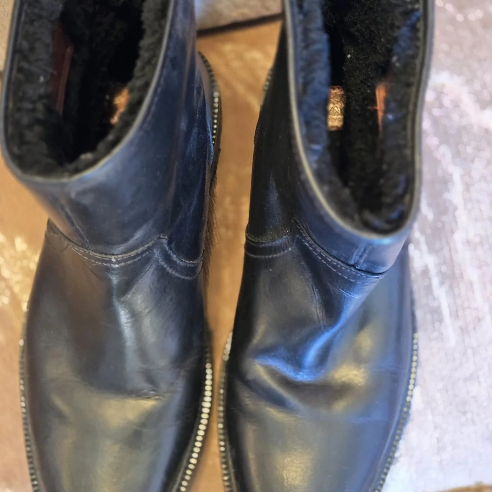 Coach Authentic Harvey Mens 7.5D Black Leather Shearling Lined  Ankle Boots